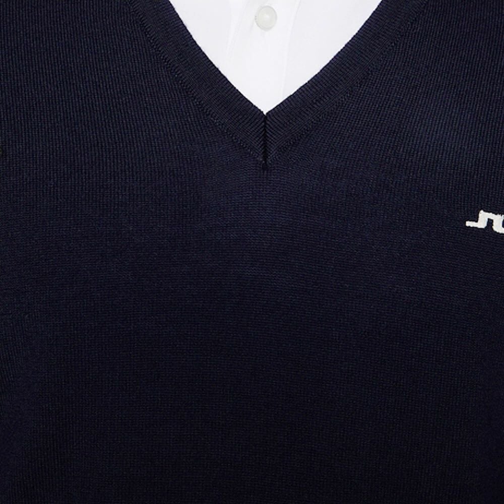 Jリンドバーグ J.LINDEBERG　メンズ メリノウール Vネック 長袖 セーター 071-14910 098 ネイビー　2025年モデル ネイビー 詳細3