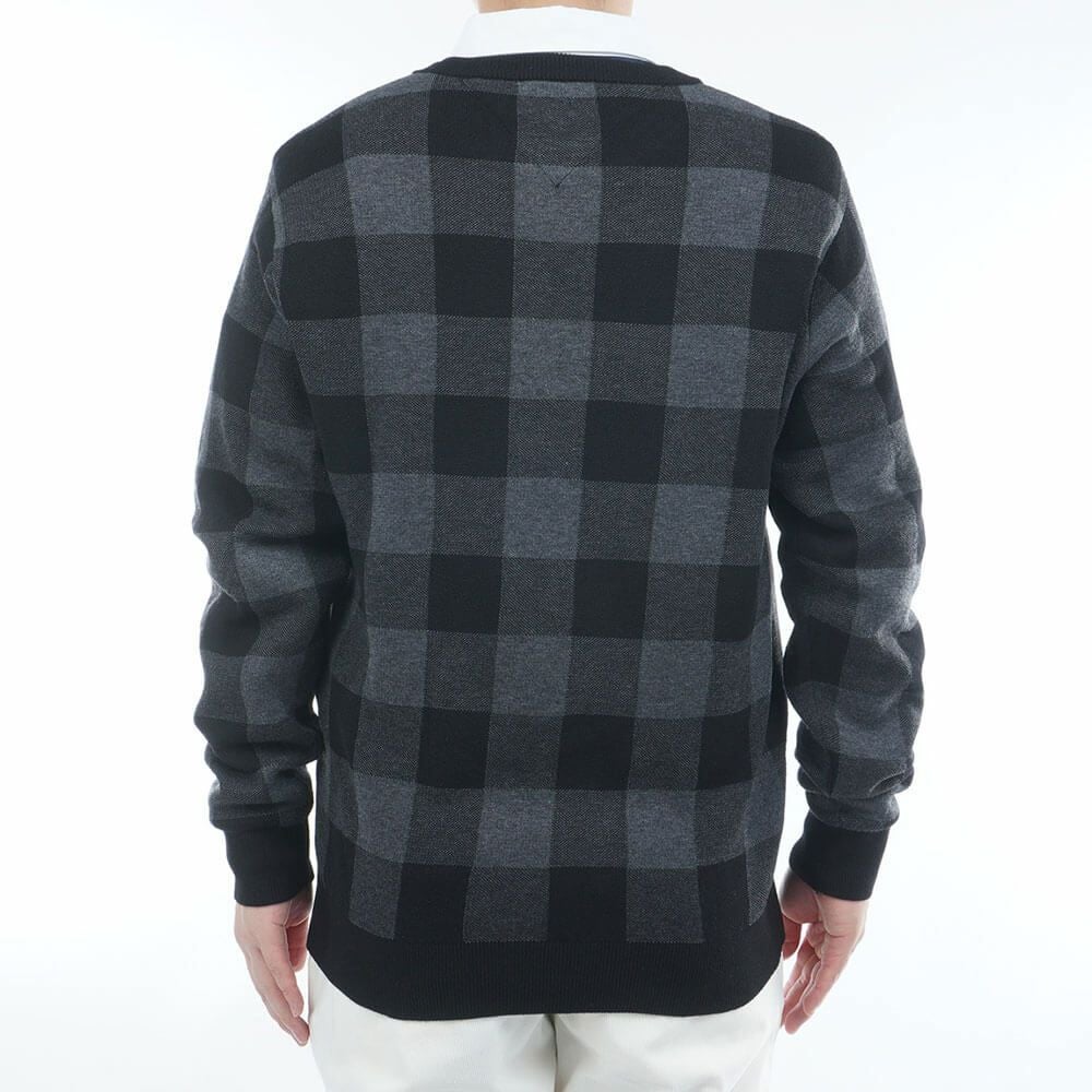 トミー ヒルフィガー ゴルフ　メンズ チェックジャガード 長袖 クルーネック セーター THMA571　2025年モデル 詳細1 詳細3