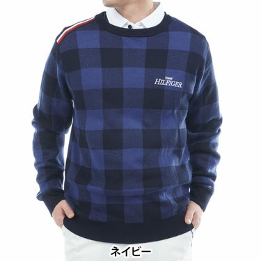 トミー ヒルフィガー ゴルフ　メンズ チェックジャガード 長袖 クルーネック セーター THMA571　2025年モデル 詳細1 詳細8