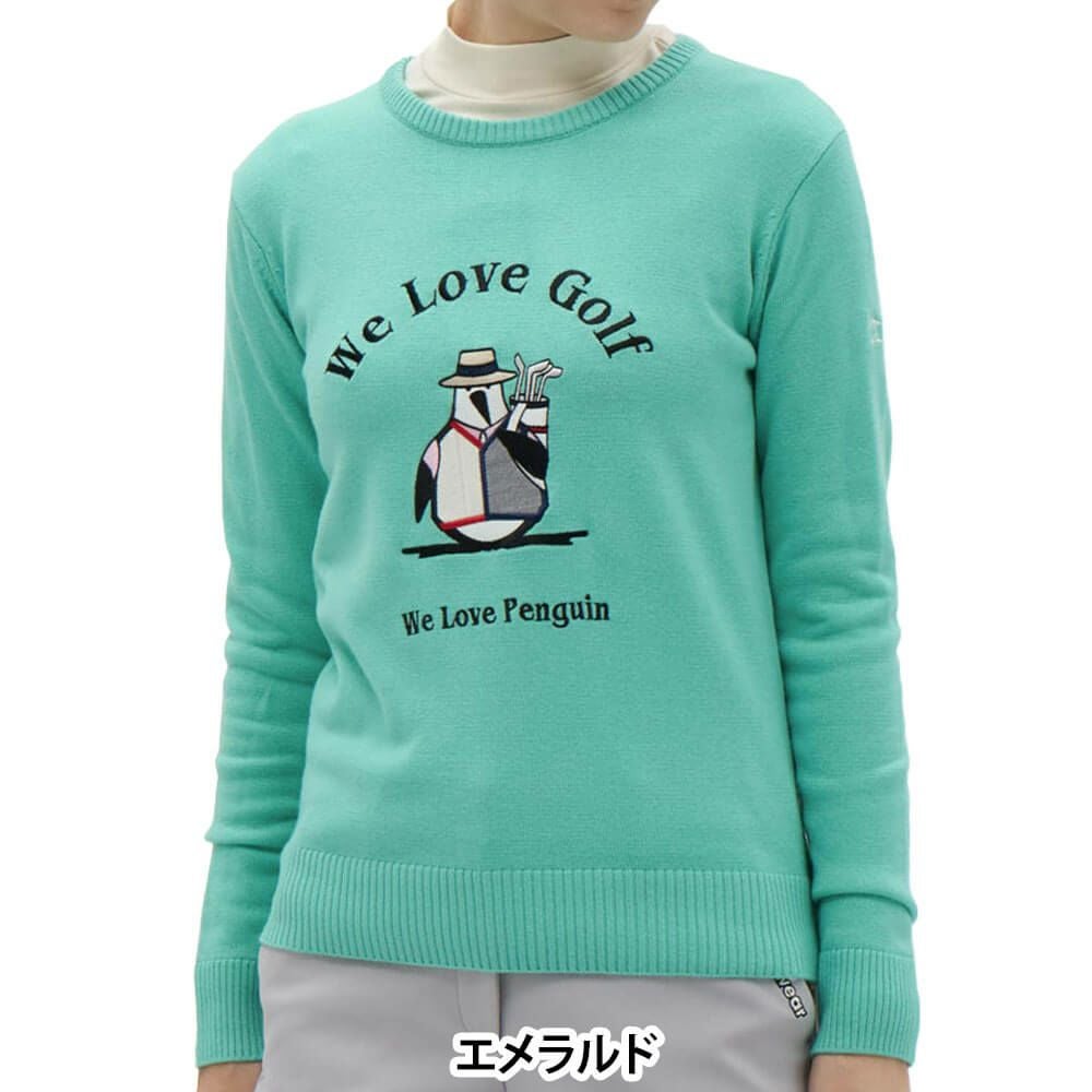 マンシングウェア Munsingwear レディース アップリケ アーカイブ ペンギンロゴ 長袖 クルーネックセーター MG5FST51L 2025年モデル