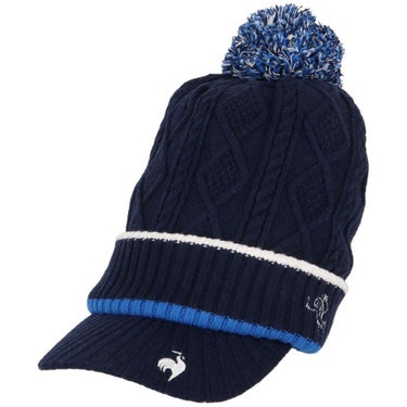 ルコック Le coq sportif　レディース ケーブル編み 庇付き ニットキャップ LG5FCP40L NV00 ネイビー　2025年モデル ネイビー 詳細2