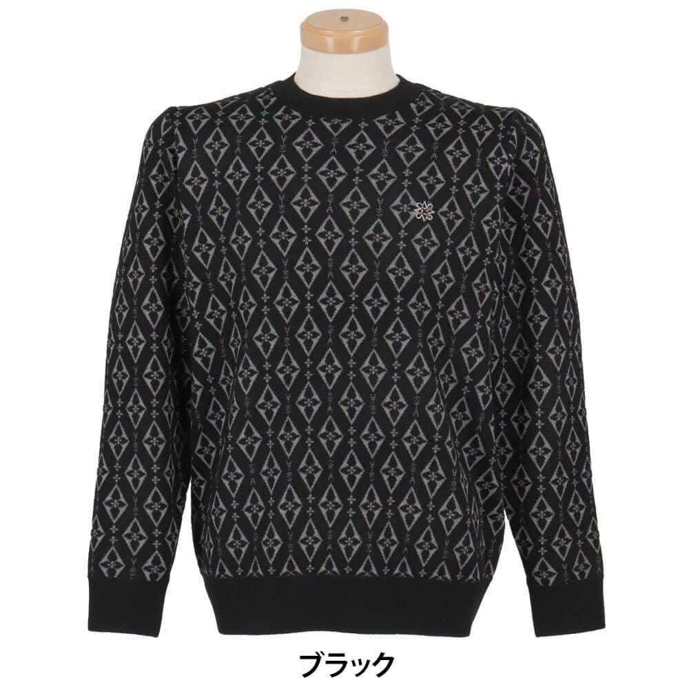セントアンドリュース St ANDREWS　メンズ ダイヤロゴジャガード 長袖 クルーネック ニット プルオーバー 042-5270153　2025年モデル 詳細1 詳細2