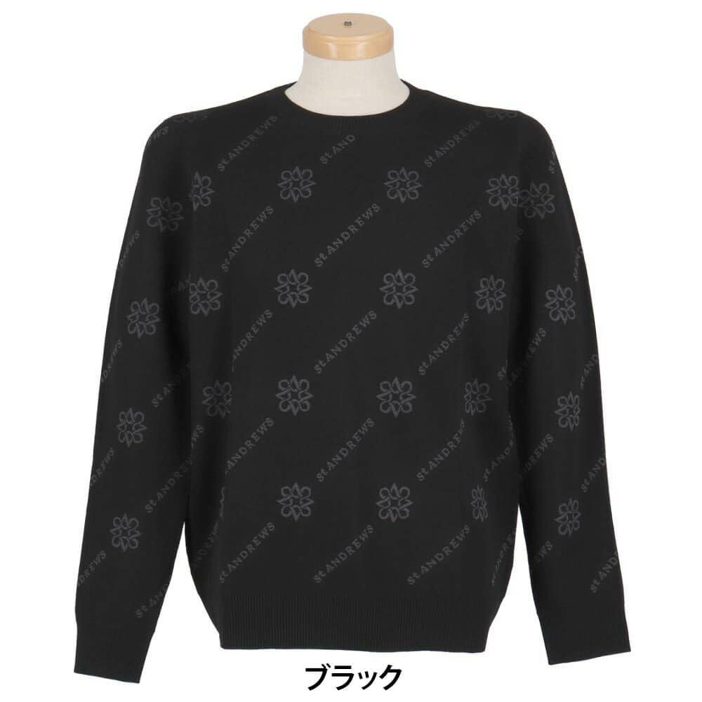 セントアンドリュース St ANDREWS　メンズ ロゴジャガード 長袖 クルーネック ニット プルオーバー 042-5270951　2025年モデル 詳細1 詳細2