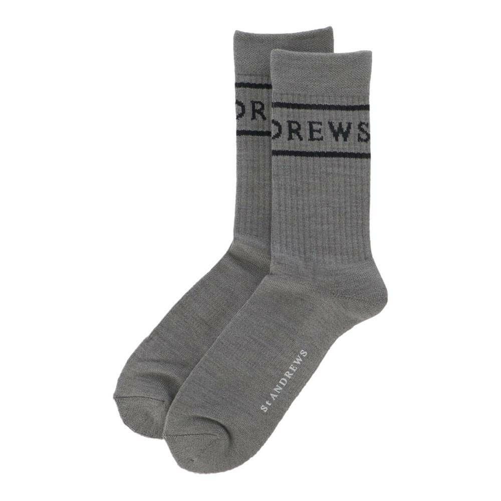 セントアンドリュース St ANDREWS　メンズ ライン ミドルソックス 042-5286051 020 グレー　2025年モデル グレー
