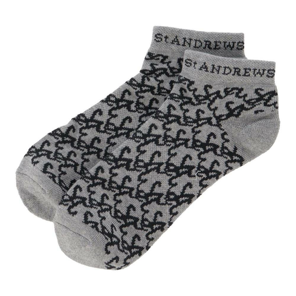 セントアンドリュース St ANDREWS　メンズ ロゴジャガード アンクルソックス 042-5286851 020 杢グレー　2025年モデル 杢グレー
