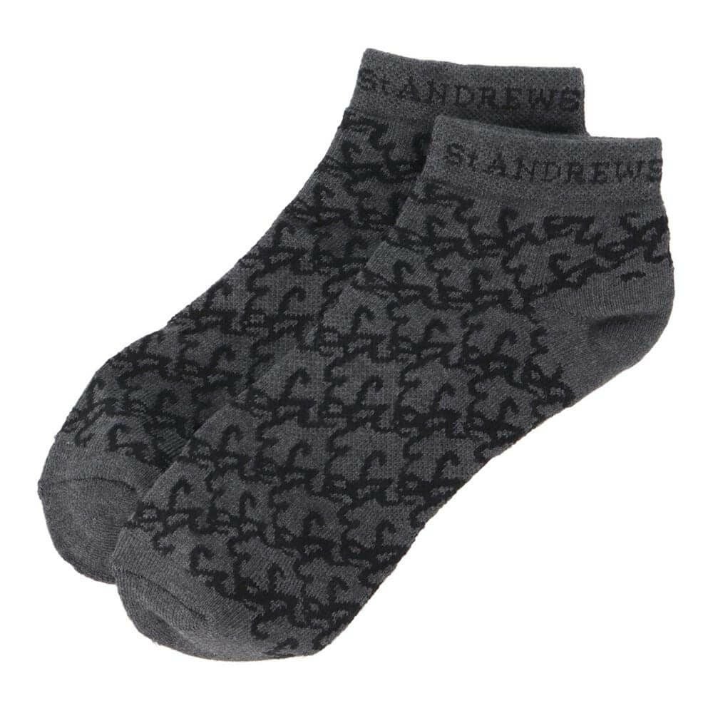 セントアンドリュース St ANDREWS　メンズ ロゴジャガード アンクルソックス 042-5286851 021 チャコール　2025年モデル チャコール