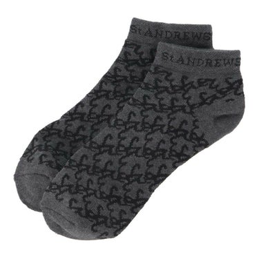 セントアンドリュース St ANDREWS　メンズ ロゴジャガード アンクルソックス 042-5286851 021 チャコール　2025年モデル チャコール