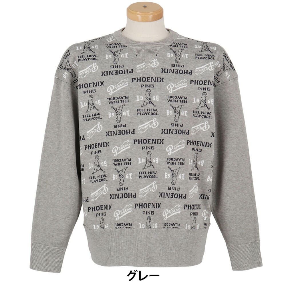 ピン PING　メンズ ジャカード 長袖 クルーネック ニット プルオーバー 621-5270002　2025年モデル 詳細1 詳細2