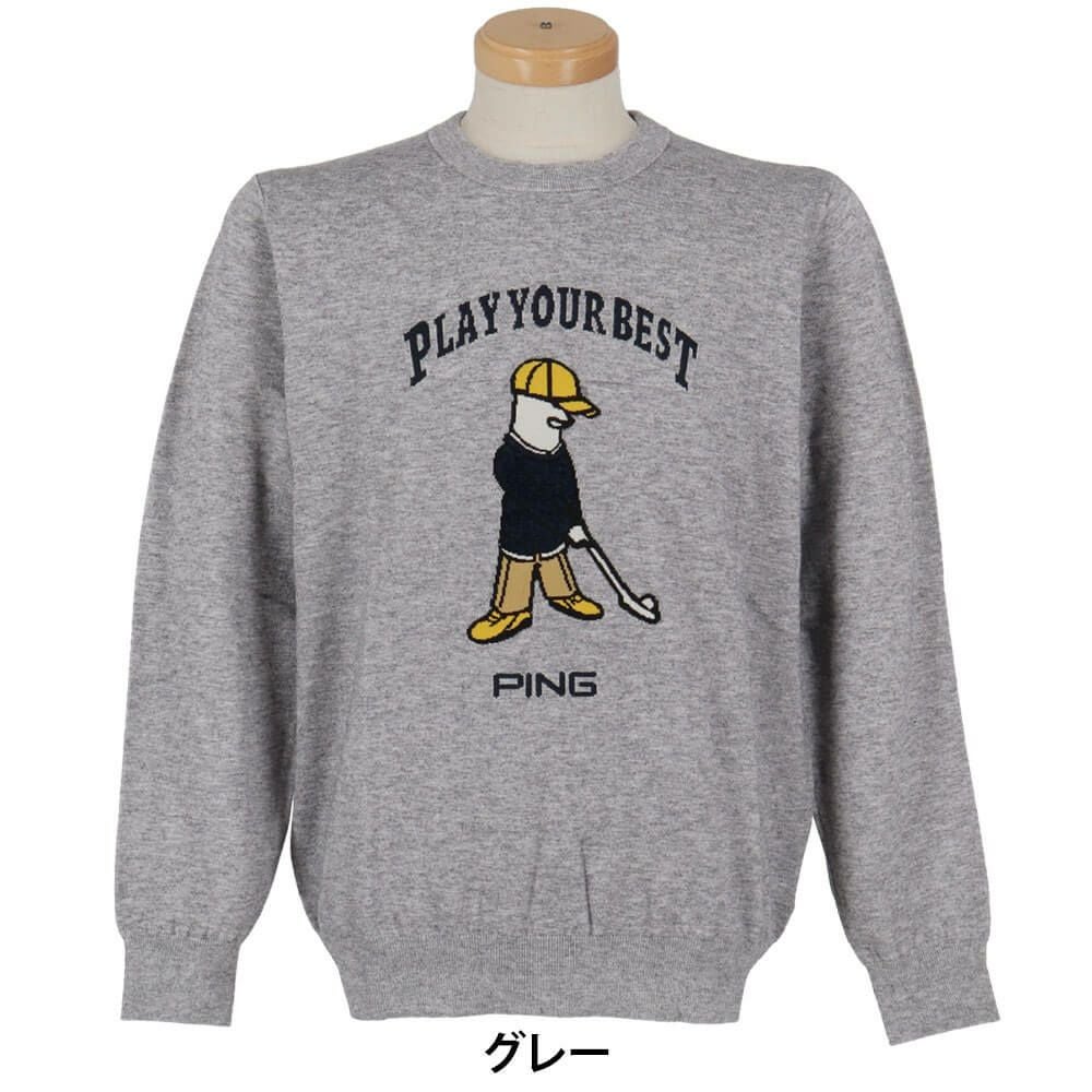 ピン PING　メンズ Mr.PING ジャカード 長袖 クルーネック ニット プルオーバー 621-5270902　2025年モデル 詳細1 詳細2