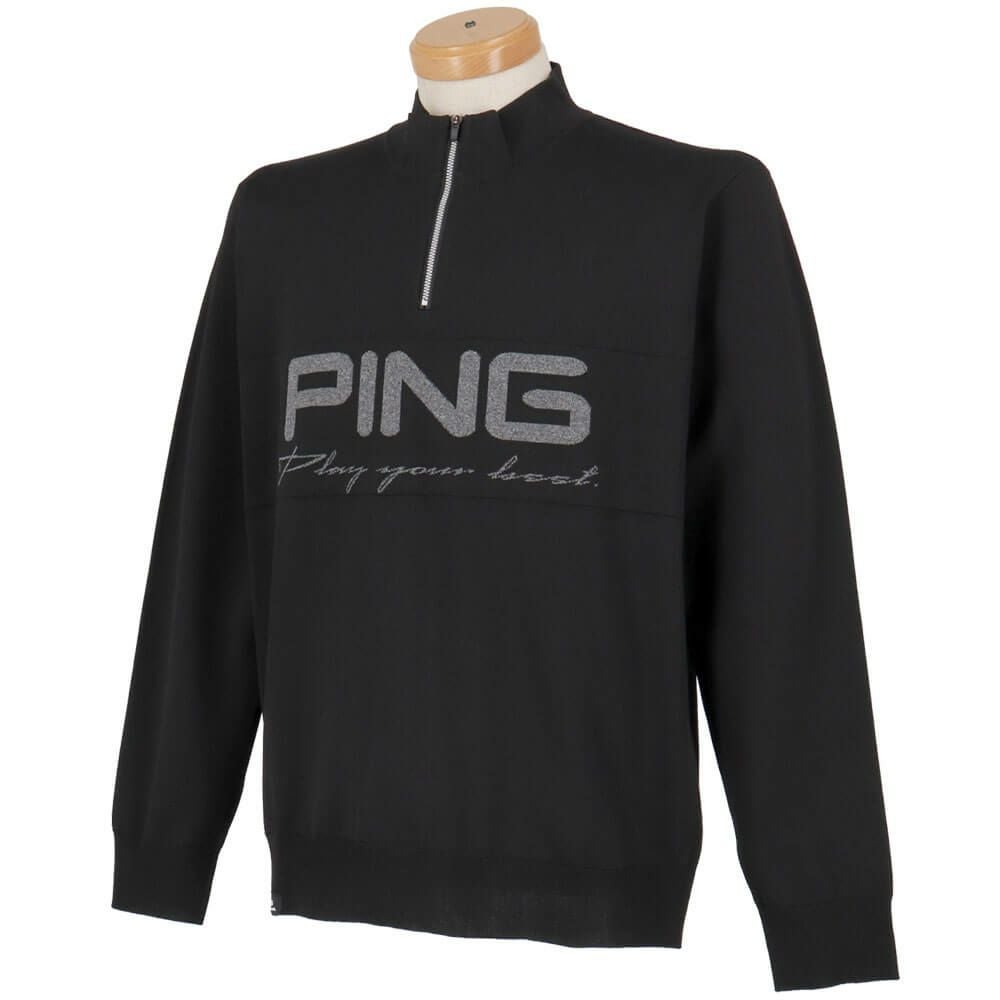 ピン PING メンズ ハーフジップ 長袖 ハイネック ジャガード ニット