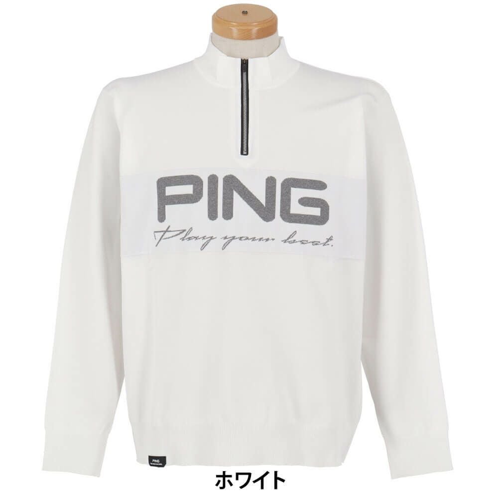 新品 PING ハーフジップハイネックジャガードニット ピン PING メンズ ハーフジップ 長袖 ハイネック ジャガード ニット