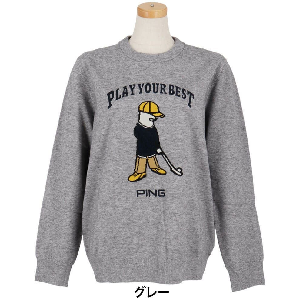 ピン PING レディース Mr.PING ジャカード 長袖 クルーネック ニット