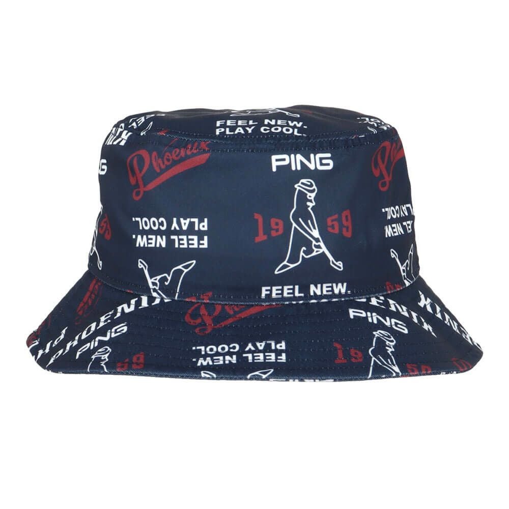 ピン PING　Mr.PING 総柄プリント ハット 621-5287003 120 ネイビー　2025年モデル ネイビー