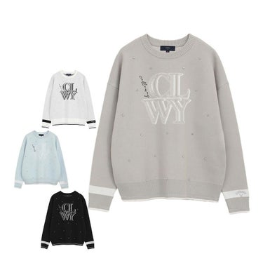 キャロウェイ Callaway　レディース クルーネック 長袖 ラインストーン付き ニット C25218201　2025年モデル 詳細1