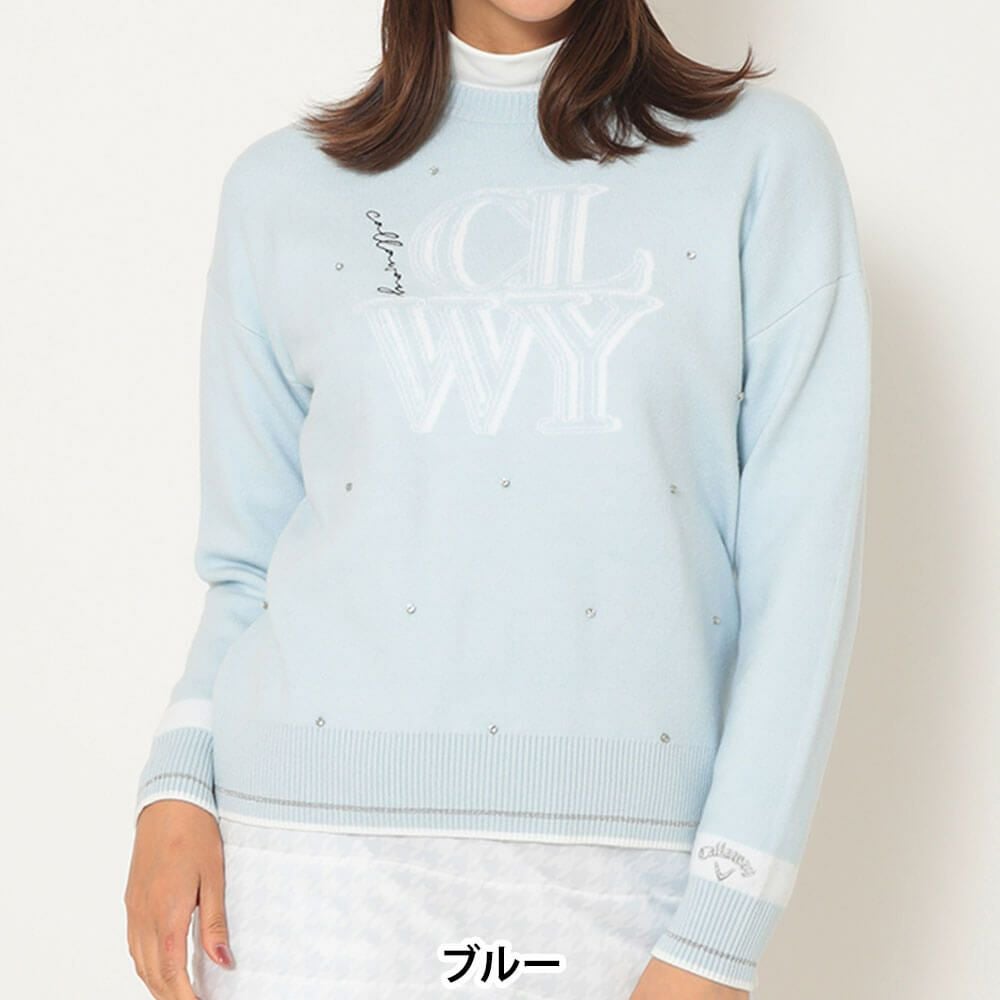 キャロウェイ Callaway　レディース クルーネック 長袖 ラインストーン付き ニット C25218201　2025年モデル 詳細1 詳細14