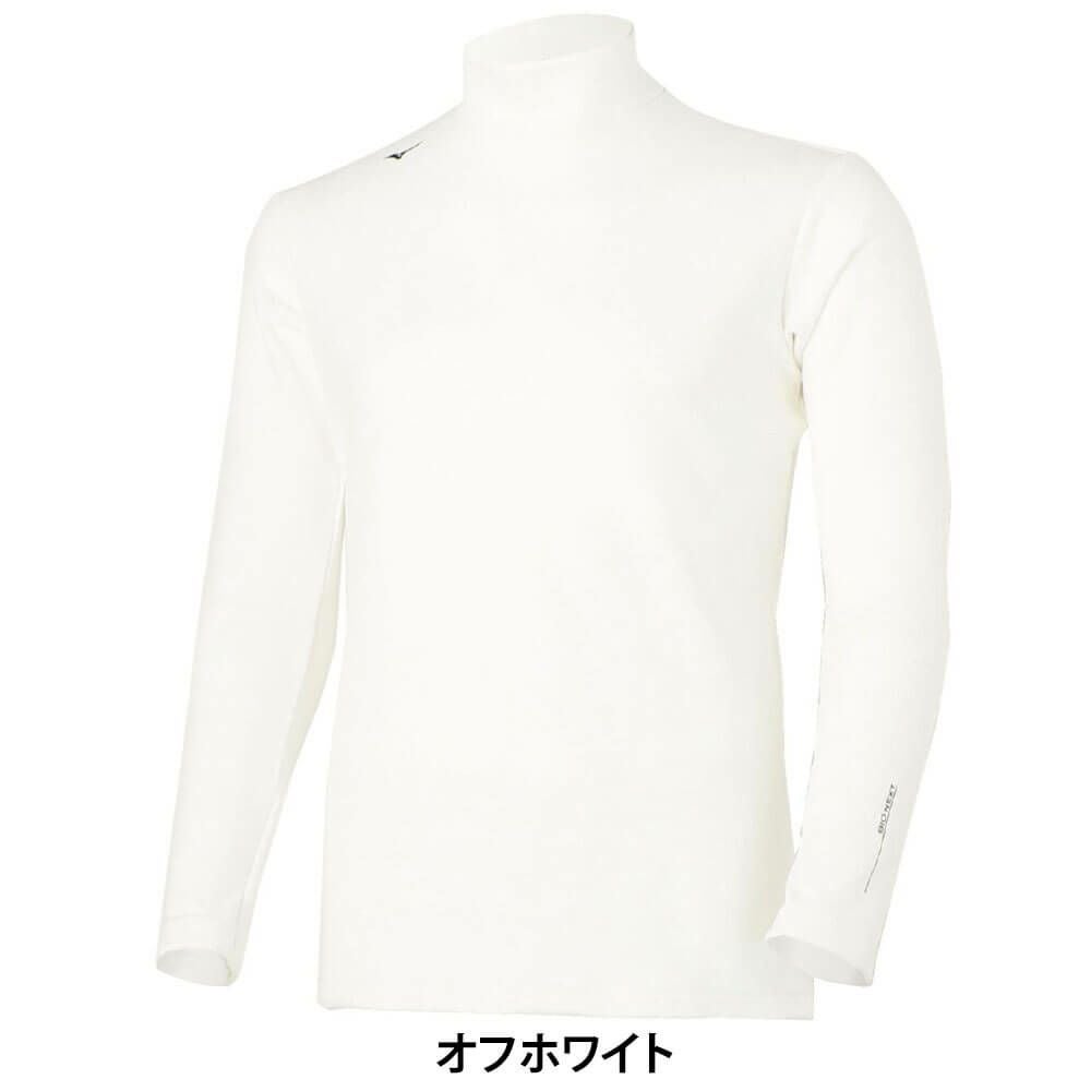 ミズノ MIZUNO　メンズ BIO NEXT バイオネクスト ストレッチフリース 長袖 ハイネック E2MJC502　2025年モデル オフホワイト 詳細1