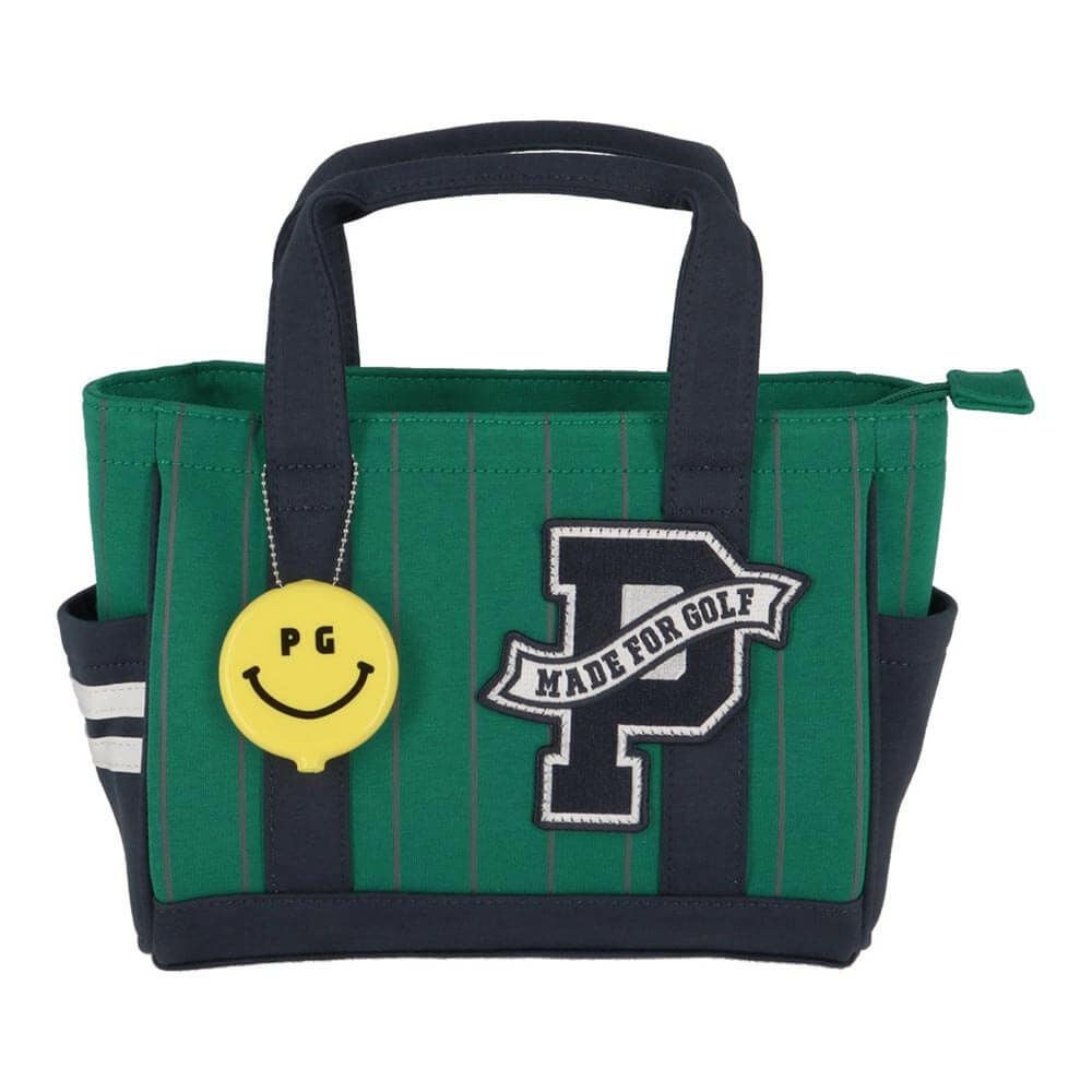 PEARLY GATES ロゴバッグ スマイリーチャーム付き パーリーゲイツ PEARLY GATES SMILEチャーム付き ピンストライプ柄