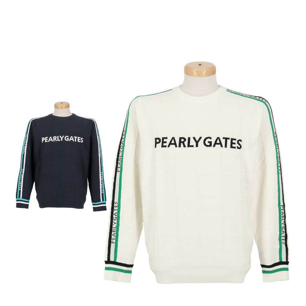 パーリーゲイツ PEARLY GATES　メンズ 12G 地柄 長袖 クルーネック ニット プルオーバー 053-5270015　2025年モデル 詳細1