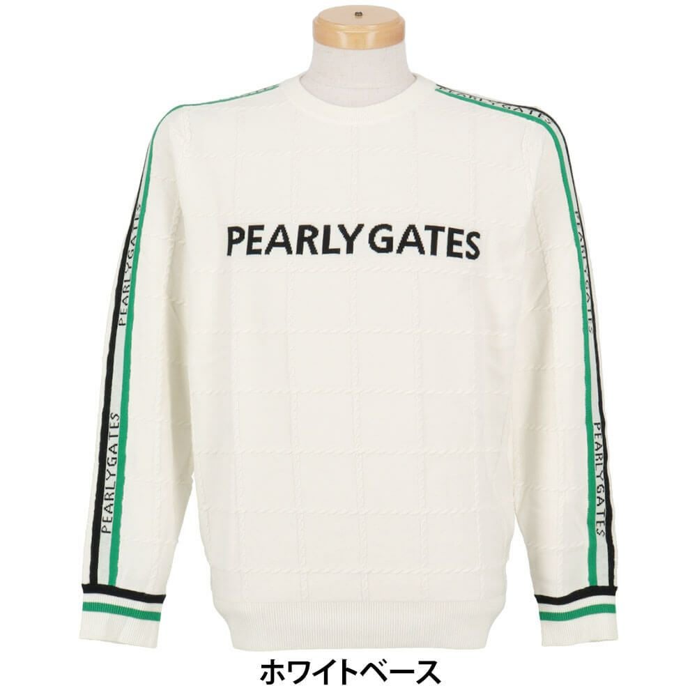 パーリーゲイツ PEARLY GATES　メンズ 12G 地柄 長袖 クルーネック ニット プルオーバー 053-5270015　2025年モデル 詳細1 詳細2