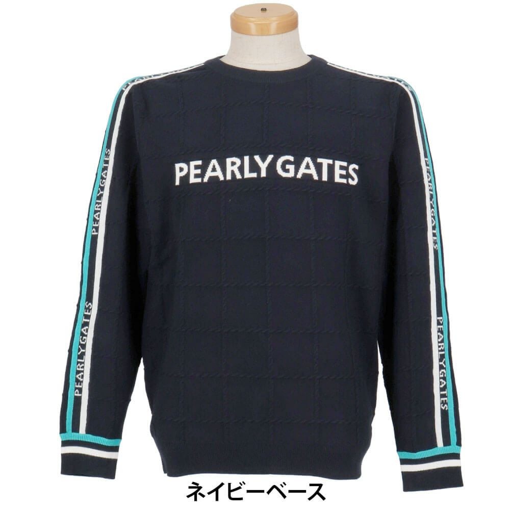 パーリーゲイツ PEARLY GATES　メンズ 12G 地柄 長袖 クルーネック ニット プルオーバー 053-5270015　2025年モデル 詳細1 詳細5