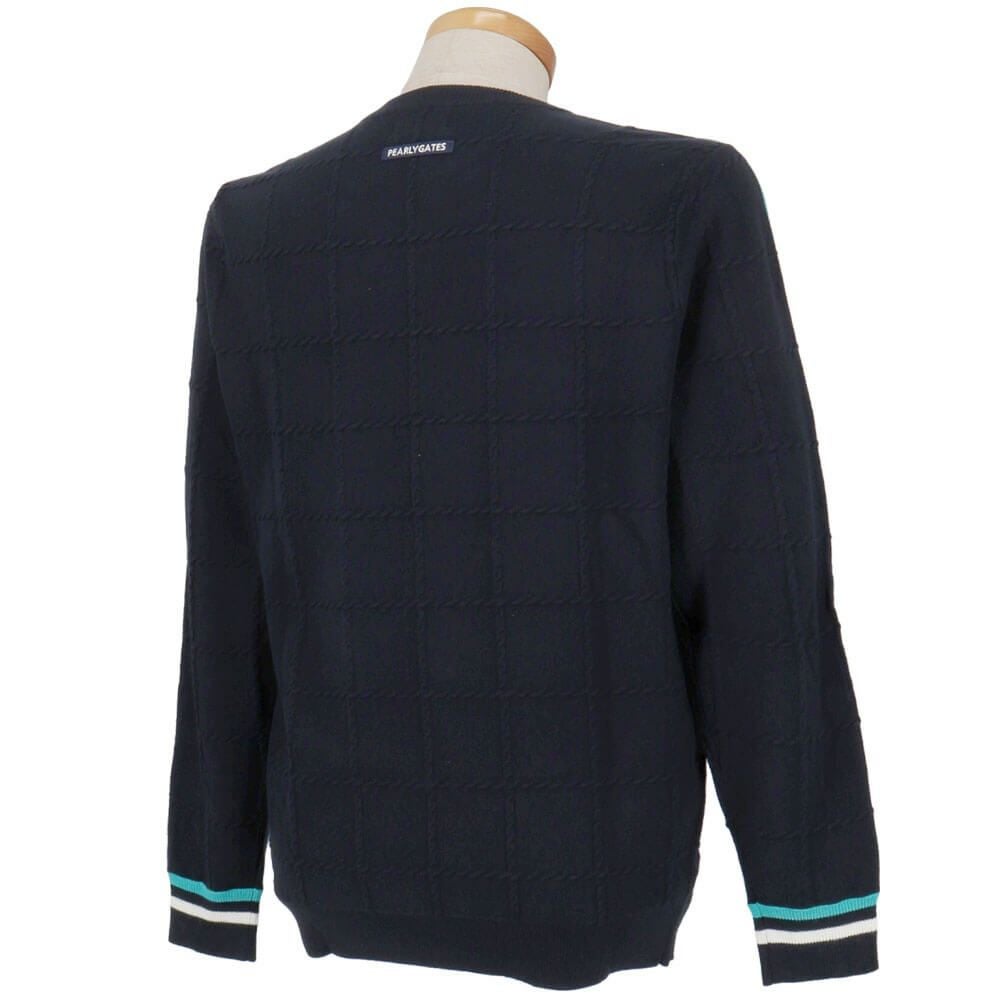 パーリーゲイツ PEARLY GATES　メンズ 12G 地柄 長袖 クルーネック ニット プルオーバー 053-5270015　2025年モデル 詳細1 詳細6