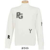 パーリーゲイツ PEARLY GATES　メンズ 12G 部分ジャガードカシミヤタッチコットン 長袖 ハイネック ニット プルオーバー 053-5274017　2025年モデル