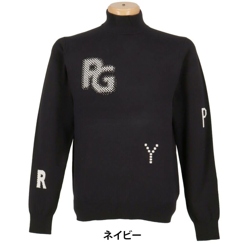 パーリーゲイツ PEARLY GATES　メンズ 12G 部分ジャガードカシミヤタッチコットン 長袖 ハイネック ニット プルオーバー 053-5274017　2025年モデル 詳細1 詳細5