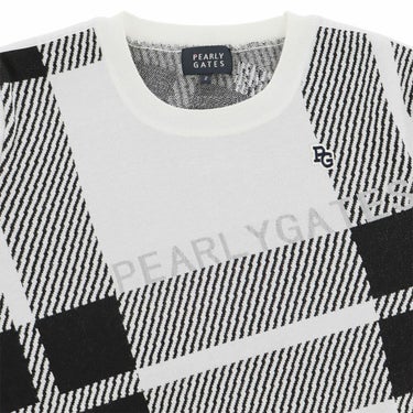パーリーゲイツ PEARLY GATES　レディース 14G ジャガードチェック柄 長袖 クルーネック ニット プルオーバー 055-5270014　2025年モデル ホワイトベース 詳細4