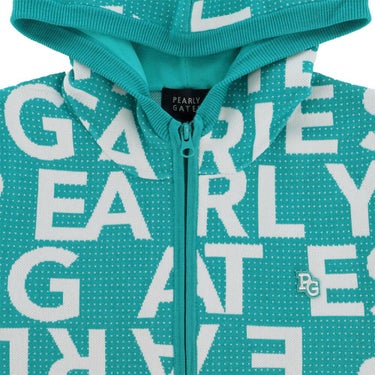 パーリーゲイツ PEARLY GATES　レディース 12G ダブルジャガード ロゴ総柄 長袖 フルジップ ニット フーディ 055-5272020　2025年モデル 詳細1 詳細5
