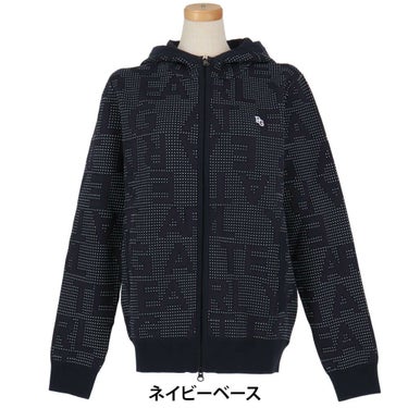 パーリーゲイツ PEARLY GATES　レディース 12G ダブルジャガード ロゴ総柄 長袖 フルジップ ニット フーディ 055-5272020　2025年モデル 詳細1 詳細8