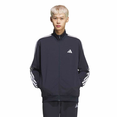 アディダス adidas　メンズ スリーストライプス レギュラーフィット ダブルニット トラックトップ トレーニングシャツ DH100 詳細8