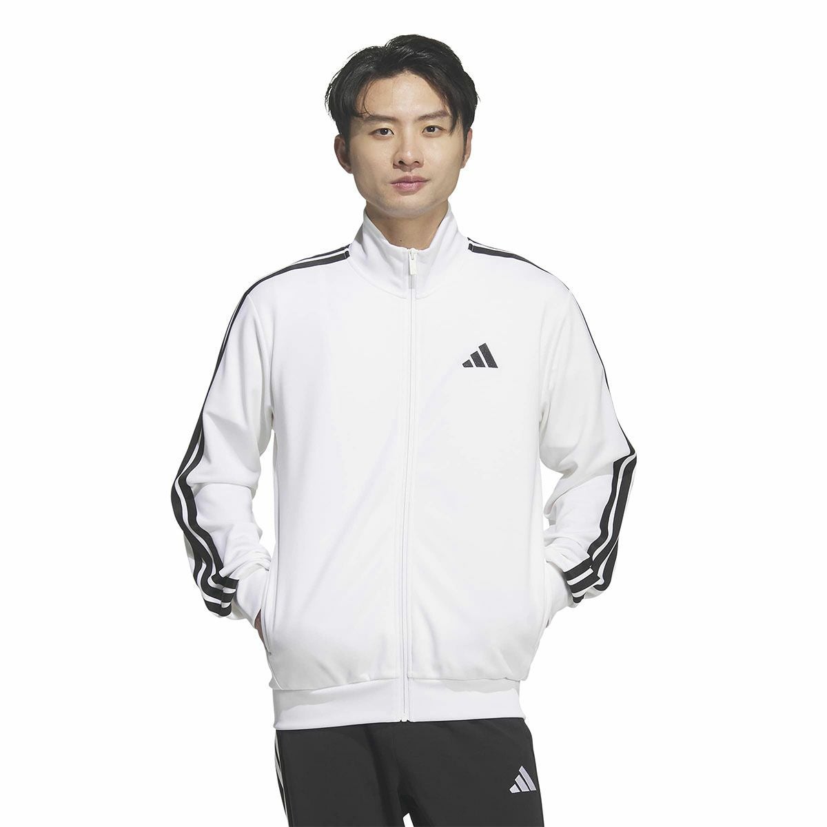 アディダス adidas　メンズ スリーストライプス レギュラーフィット ダブルニット トラックトップ トレーニングシャツ DH100 詳細13