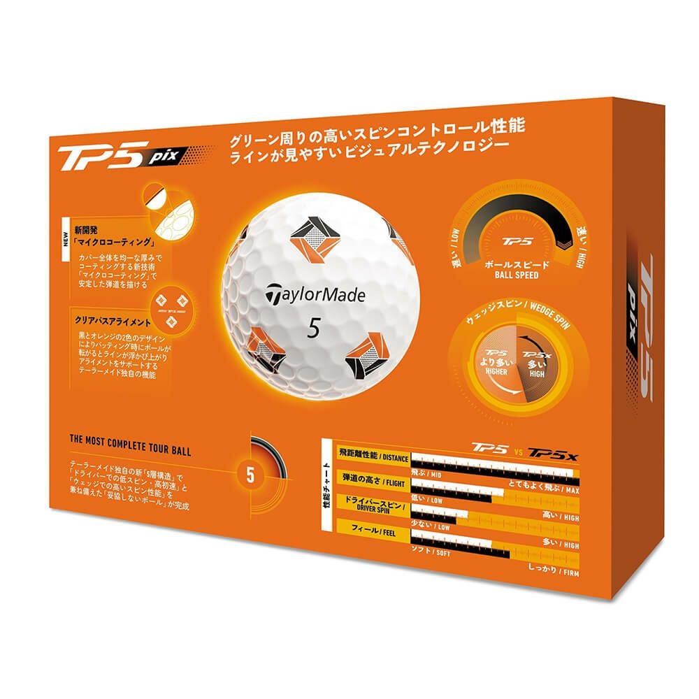テーラーメイド　TP5 pix 2026年モデル ゴルフボール　1ダース（12球入り）　ホワイト ホワイト（Pix） 詳細6