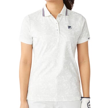 フィラ FILA　レディース プリント柄 遮熱 半袖 ポロシャツ 755-603 ホワイト　2025年モデル ホワイト 詳細1