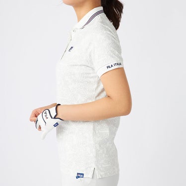 フィラ FILA　レディース プリント柄 遮熱 半袖 ポロシャツ 755-603 ホワイト　2025年モデル ホワイト 詳細3