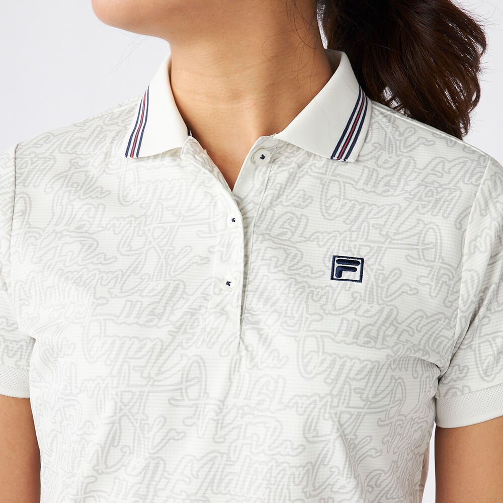 フィラ FILA　レディース プリント柄 遮熱 半袖 ポロシャツ 755-603 ホワイト　2025年モデル ホワイト 詳細5