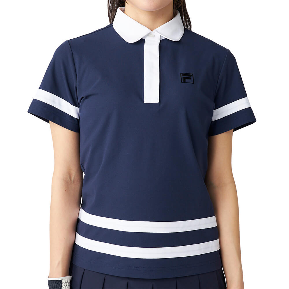 フィラ FILA　レディース ラインデザイン 半袖 ポロシャツ 755-662 ダークネイビー　2025年モデル ダークネイビー 詳細1