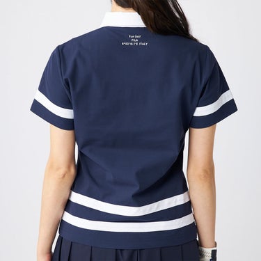 フィラ FILA　レディース ラインデザイン 半袖 ポロシャツ 755-662 ダークネイビー　2025年モデル ダークネイビー 詳細2