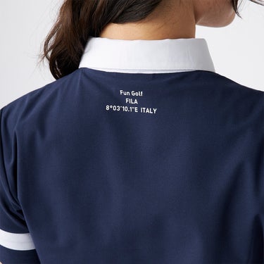 フィラ FILA　レディース ラインデザイン 半袖 ポロシャツ 755-662 ダークネイビー　2025年モデル ダークネイビー 詳細4