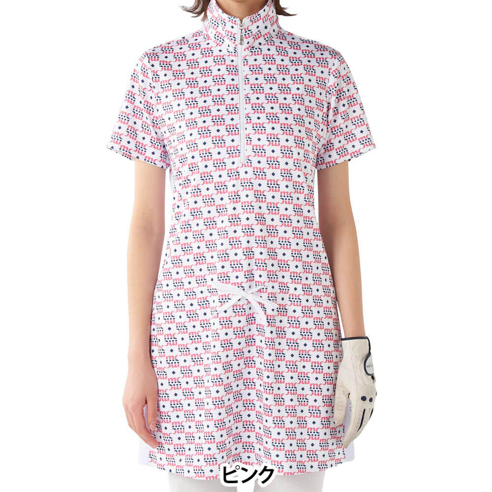 マリクレール marie claire　レディース モノグラム柄 ハーフジップ 半袖 チュニック 715-451　2025年モデル 詳細8