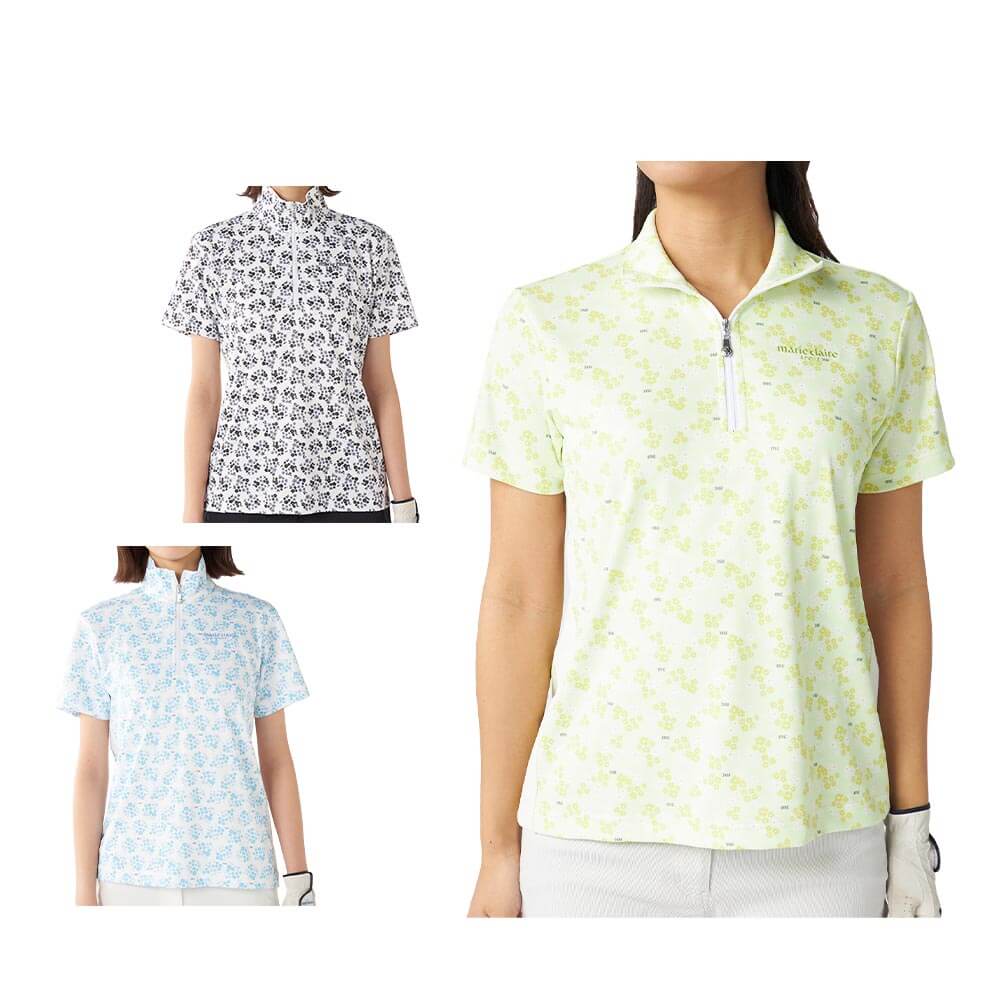 マリクレール marie claire　レディース 小花柄 半袖 ハーフジップ シャツ 715-658　2025年モデル 詳細1