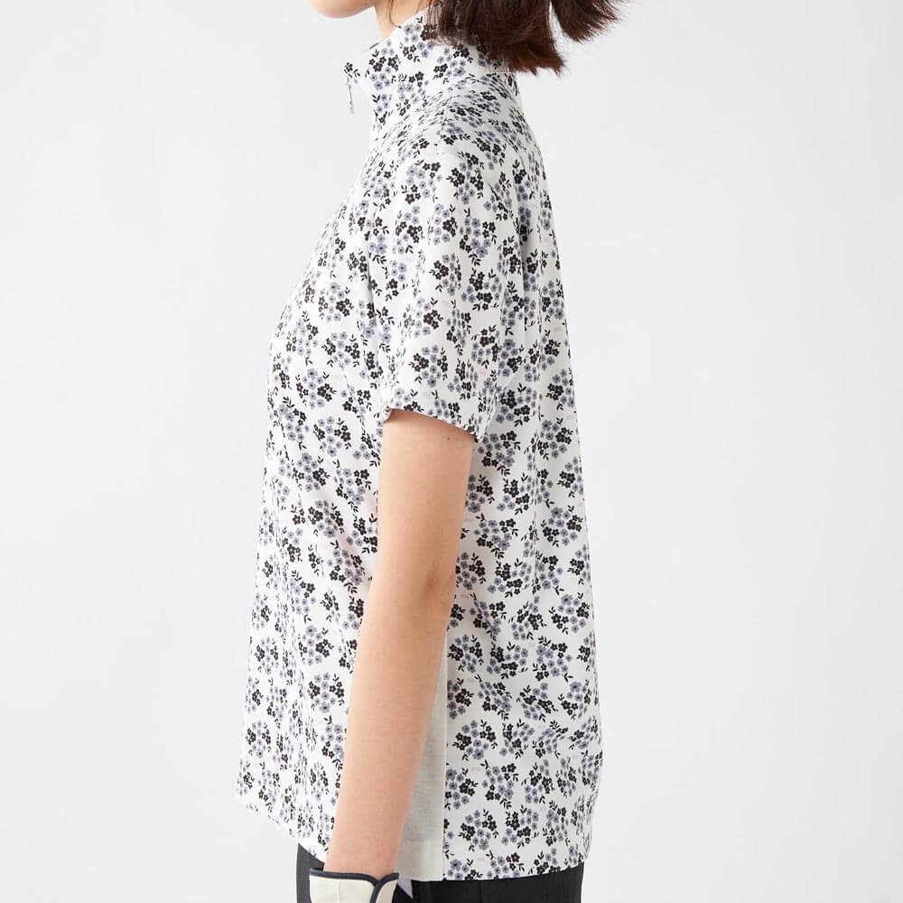 マリクレール marie claire　レディース 小花柄 半袖 ハーフジップ シャツ 715-658　2025年モデル 詳細4