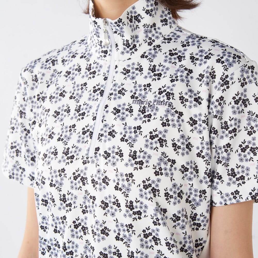 マリクレール marie claire　レディース 小花柄 半袖 ハーフジップ シャツ 715-658　2025年モデル 詳細5