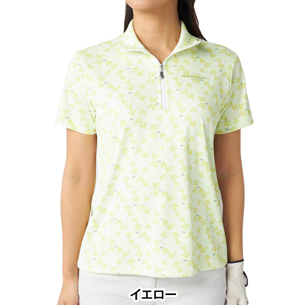 マリクレール marie claire　レディース 小花柄 半袖 ハーフジップ シャツ 715-658　2025年モデル 詳細9