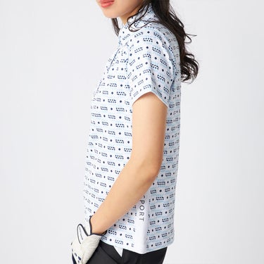 マリクレール marie claire　レディース モノグラム柄 配色切替 半袖 ポロシャツ 715-652 ブルー　2025年モデル ブルー 詳細3