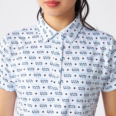 マリクレール marie claire　レディース モノグラム柄 配色切替 半袖 ポロシャツ 715-652 ブルー　2025年モデル ブルー 詳細4