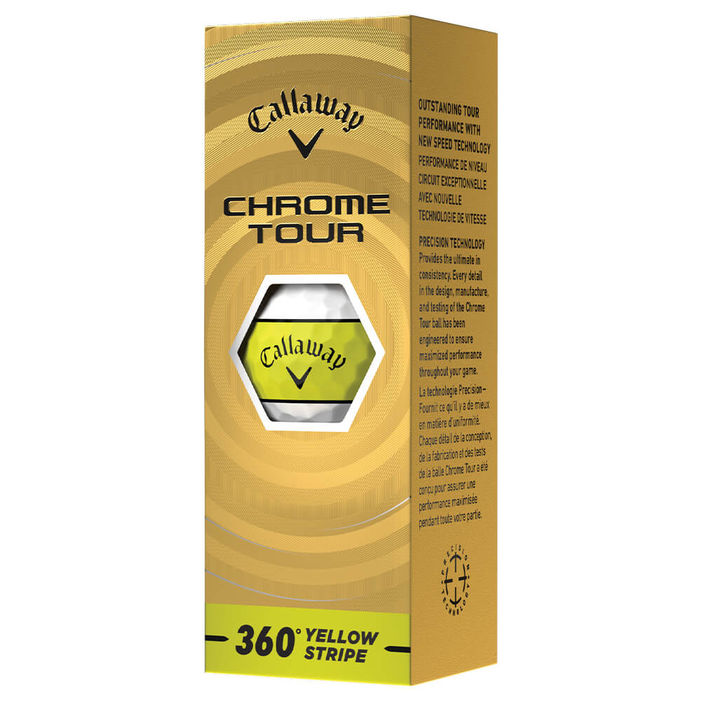 キャロウェイ　クロム ツアー 360° ストライプ 2026年モデル　ゴルフボール　1ダース（12球入り） イエロー 360イエローストライプ 詳細5