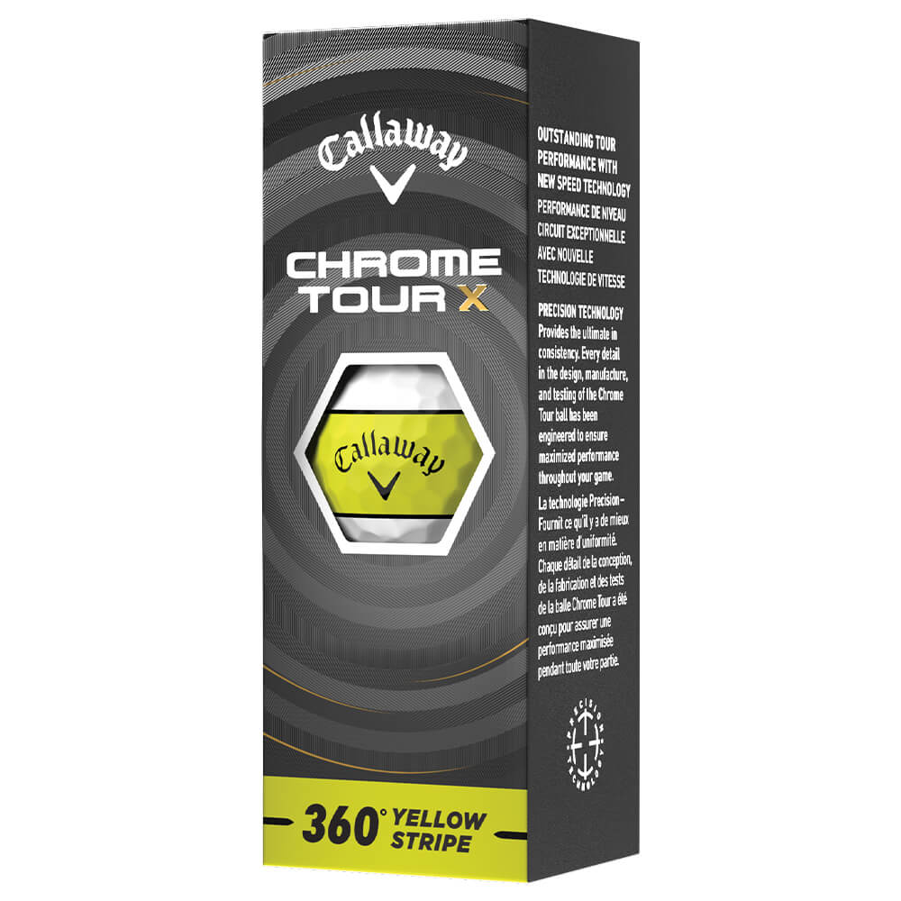 キャロウェイ　クロム ツアーX 360° ストライプ 2026年モデル　ゴルフボール　1ダース（12球入り） イエロー 360イエローストライプ 詳細5