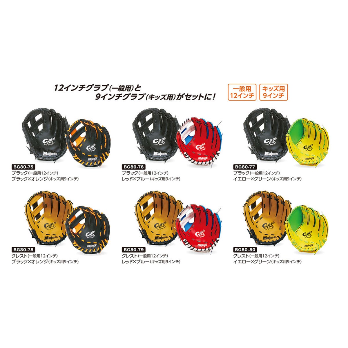 ユニックス UNIX　グラブ ファミリーセット ブラック＆イエロー×グリーン BG80-77 詳細6