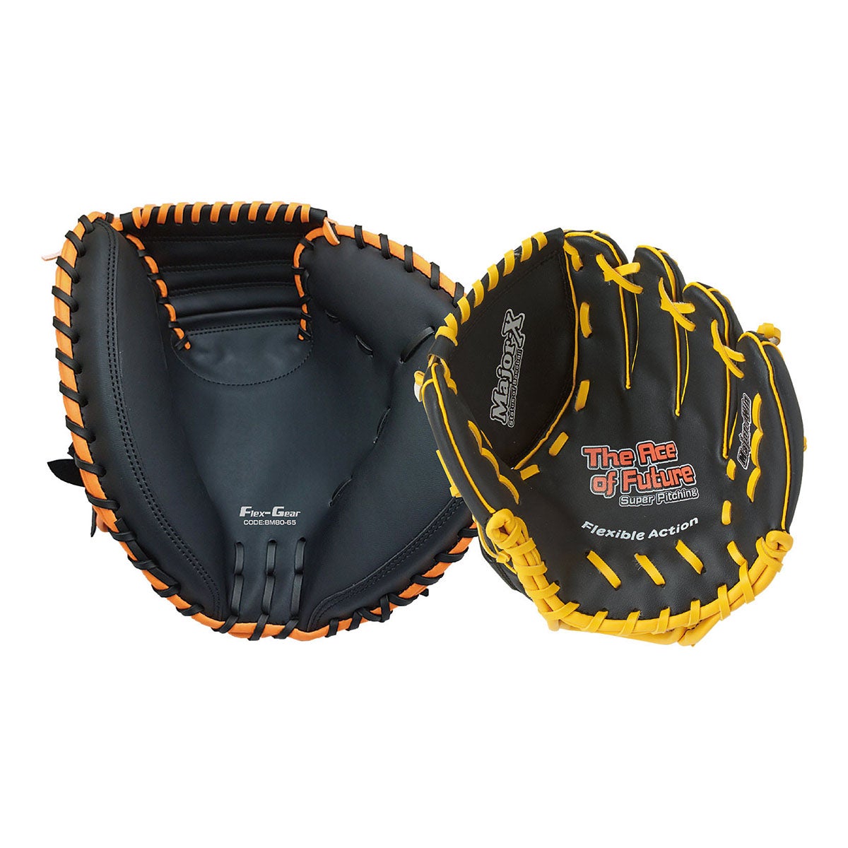 ユニックス UNIX　親子バッテリーセット グラブ ブラック×オレンジ(キャッチャーミット)＆ブラック(グラブ) BG80-82